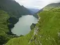 Blick vom Pumpspeicher­kraftwerk auf den Wasserfallboden (2012)