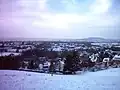 Aussicht auf Eilendorf, hinten rechts der Lousberg, am Horizont der Aachener Wald