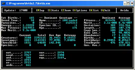 avida Simulation nach ca. 17.500 Generationen