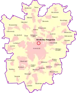 Lage des Quartiers Nördliches Ringgebiet (rot)