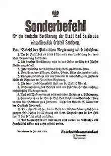 Sonderbefehl vom 14. Juli 1945, 6 Uhr, an die deutsche Bevölkerung