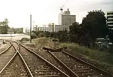 Verzweigung Bahnhof Altstadt: Hollfeld nach links, Thurnau nach rechts