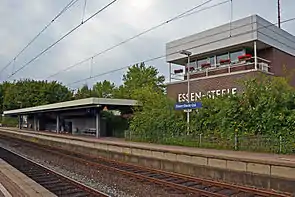 Bahnhof Essen-Steele Ost,Gleis 1 mit Stellwerk Sf aus dem Jahr 1974