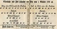 Aushangfahrplan ab Oktober 1891