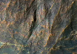 Grundgestein in Terra Sabaea, Hellas Planitia.