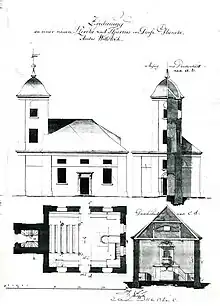 Bauentwurf von Friedrich Buchholz aus Wittstock, für die Dorfkirche von Glienicke bei Wittstock, Dosse