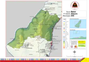 Der Suco Beloi bildet das Zentrum der Insel Atauro. Der Ort Beloi liegt an der Ostküste des Sucos (Grenzen von vor 2015).