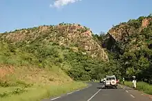 Überlandstraße von Tangieta nach Natitingou, bevor man wieder ins Flachland kommt.