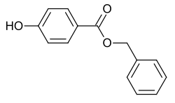 Strukturformel von 4-Hydroxybenzoesäurebenzylester