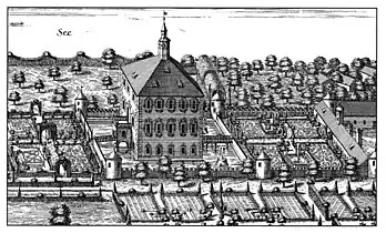 Das nur leicht befestigte Jagdschloss mit formalem Garten um 1700