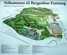 Lageplan der Festung. Das Museum befindet sich im ehemaligen Magazin (Gebäude Nr. 28).