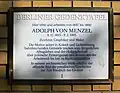 Berliner Gedenktafel für Adolph von Menzel