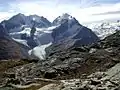 Piz Bernina, Piz Scerscen und Piz Roseg von der Fuorcla Surlej