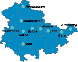 Standorte der Berufsfeuerwehren in Thüringen