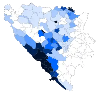 Lage der Gemeinde  in Bosnien und Herzegowina (anklickbare Karte)