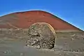 Lavabombe in der Caldera Colorada, Lanzarote, Kanarische Inseln, Spanien