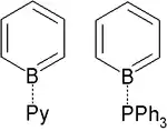 Borabenzol koordiniert an Pyridin oder Triphenylphosphin