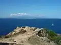 Straße von Bonifacio vom Capo Testa in Santa Teresa Gallura Sardinien.