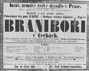 Poster für die Uraufführung von Braniboři v Čechách