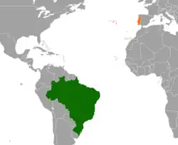 Lage von Brasilien und Portugal