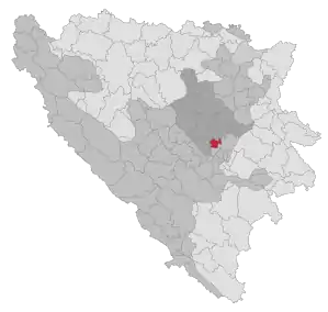 Lage der Gemeinde Breza in Bosnien und Herzegowina (anklickbare Karte)