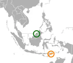 Lage von Brunei und Osttimor