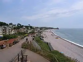 Budleigh Salterton. Blick nach Osten, in Richtung Otter-Mündung.