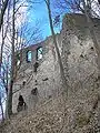 Südwestteil der Burg mit dem Palas und dem Torbau (rechts)