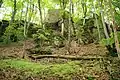 Bild 3: Der nordöstliche Mauerrest der Oberburg Stierberg von unten gesehen