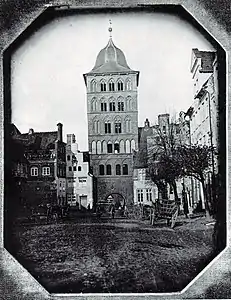 Große Burgstraße mit Blick zum Burgtor, Daguerrotyopie von Joseph Wilhelm Pero, vor 1847