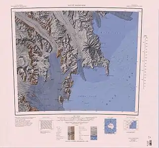 Topographisches Kartenblatt Mount Melbourne (1:250.000) mit der Wood Bay