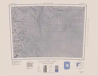 Topografische Karte mit den O’Connor-Nunatakkern (links oben)