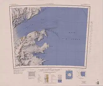 Kartenblatt mit dem Ostteil der Britannia Range, dem Byrd-Gletscher und dem Nordteil der Churchill Mountains