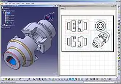 Bildschirmfoto aus CATIA V5: Maschinenteil