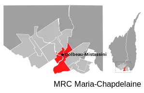 Lage von Dolbeau-MistassiniMRC (frz. municipalité régionale du comté): regionale Grafschaftsgemeinde