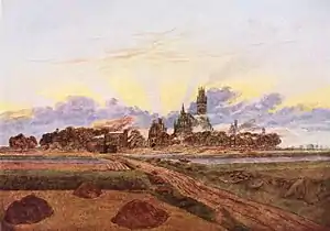 Caspar David Friedrich: Brennendes Neubrandenburg, etwa 1835