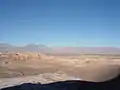 Blick über das Valle de la Luna auf die Anden