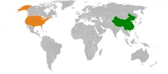 Lage von Vereinigte Staaten und Volksrepublik China