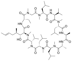 Strukturformel von Ciclosporin