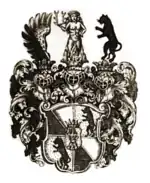 Gemehrtes Wappen der Freiherren von Clam, vorher Perger Edle Herren zu Clam (1655)