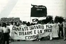 Demonstration gegen Atomwaffen in Comiso in den 1980er Jahren