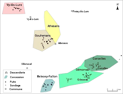 Erlaubnisse in der Jura-Lagerstätte bei Haute-Saône