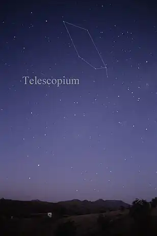 Das Sternbild Telescopium, das Teleskop, wie es mit bloßem Auge gesehen werden kann