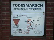 Gedenktafel mit der Route eines Todesmarsches