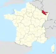 Lage des Departements Moselle in Frankreich