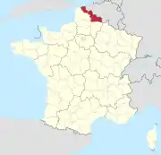 Lage des Departements Nord in Frankreich