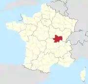 Lage des Departements Saône-et-Loire in Frankreich