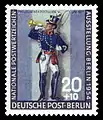 Preußischer Postillon (um 1827), auf einer 20+10-Pf-Sondermarke der Bundespost Berlin (1954)