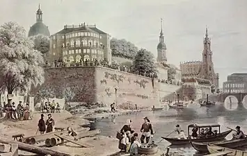 Blick von Osten auf gesamte Terrasse, um 1850