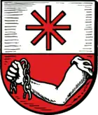 Asendorf (Nordheide)Schild in Silber und Rot geteilt. Oben ein roter Achtstern, unten ein silberner Arm, der in der Faust eine silberne, zerrissene Kette hält. Der untere Teil mit Arm und zerrissener Kette bezieht sich auf den „starken Hinnerk“, der zu Zeiten Napoleons in Asendorf gelebt haben soll